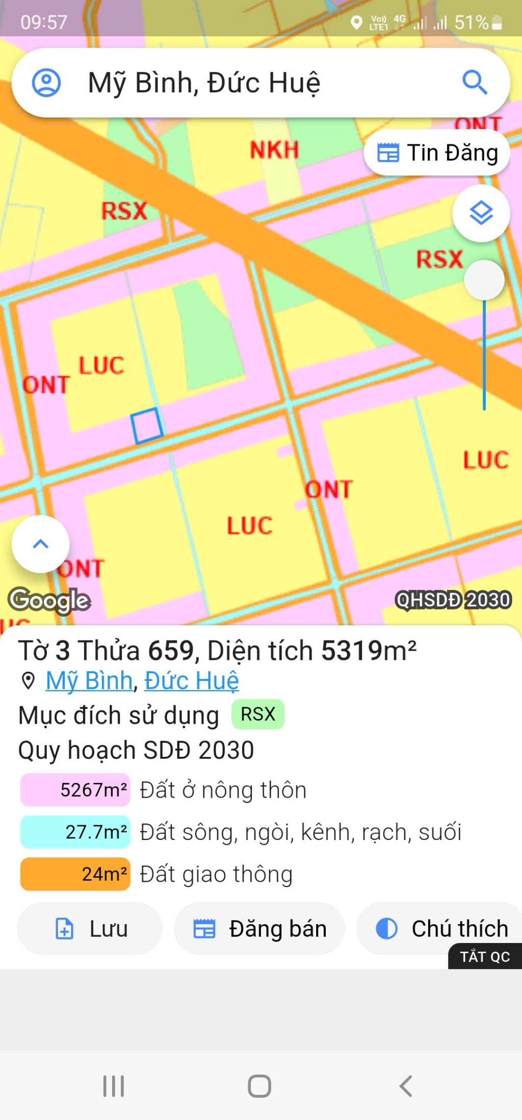 Đất rừng sản xuất xã Mỹ Bình, Đức Huệ 5319m² giá 1,8 tỷ - Chuyển thổ cư 100%!