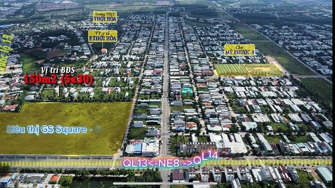 Đất Lô L53 Mỹ Phước 3 150m² giá 1.9 tỷ - Mặt tiền đối diện Siêu thị GS Square!