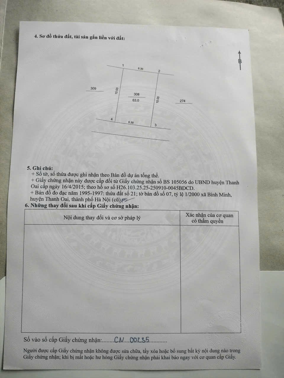 Đất nền xã Bình Minh, Thanh Oai 63m² giá 5 tỷ - Giao thông thuận lợi