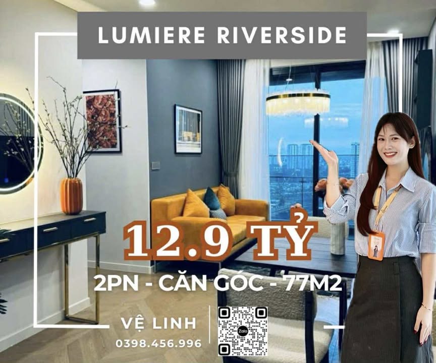 Căn hộ 2PN Lumiere Riverside Thảo Điền 77m² giá 12.9 tỷ - Căn góc full nội thất cao cấp!