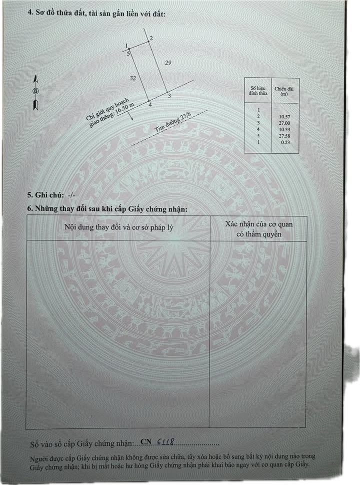 Đất mặt tiền đường 23/8, Bạc Liêu 278m² - Vị trí đắc địa gần trung tâm thương mại