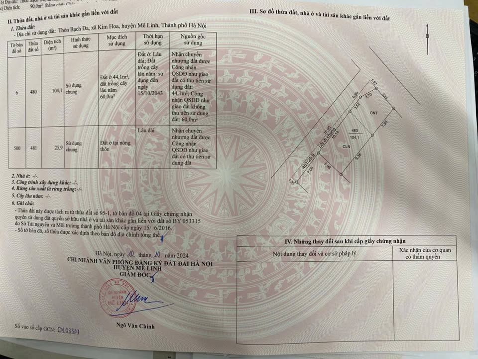 Đất nền Kim Hoa Mê Linh 104m² - Mặt tiền rộng, tiện ích đầy đủ!