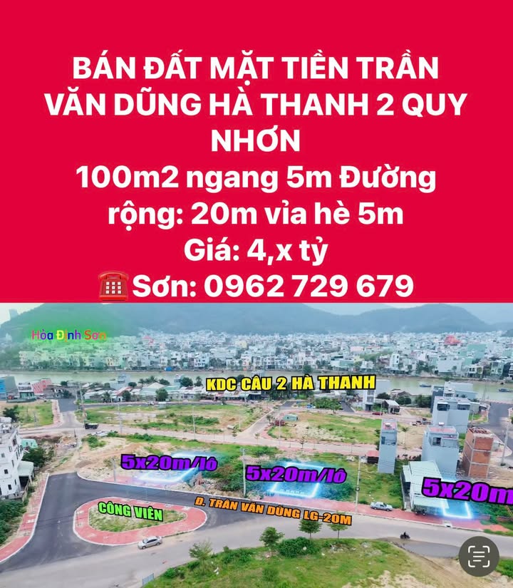 Đất mặt tiền Trần Văn Dũng, Quy Nhơn 100m² - Giá chỉ 4.7 tỷ VND!