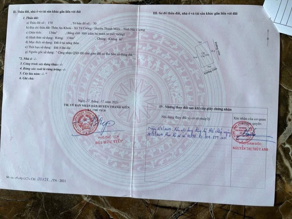Đất thổ cư Tứ Cường, Thanh Miện 134m² giá 1.1 tỷ - Cơ hội đầu tư hấp dẫn!