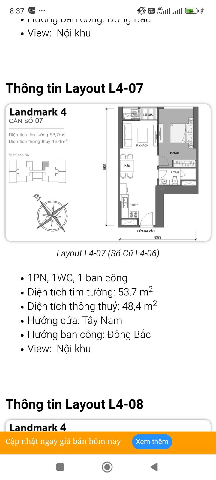 Căn hộ 1 phòng ngủ Vinhomes Central Park 52.8m² giá 7.95 tỷ - View sông tuyệt đẹp!