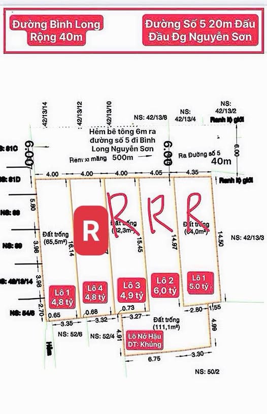 Đất nền đường Số 5, Tân Phú 66m² giá 4.8 tỷ - Cơ hội đầu tư hấp dẫn!