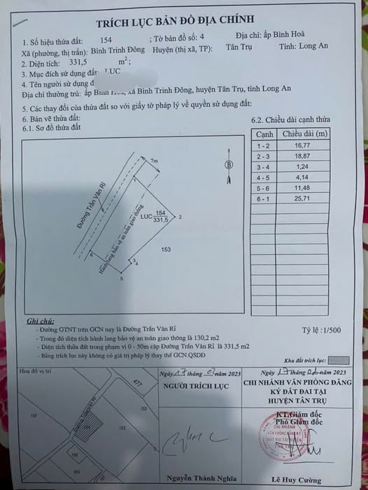Đất nền Tân Trụ, 330m² giá 420 triệu - Sổ hồng chính chủ!