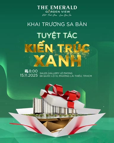 Căn hộ The Emerald Garden View 43m² giá 1.3 tỷ - Khai trương nhà mẫu 14/12!