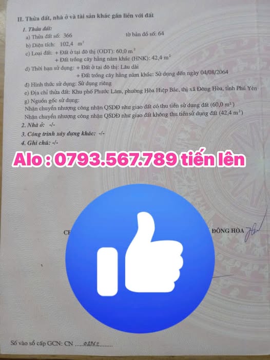 Đất nền Hòa Hiệp, Đắk Lắk 102m² chỉ 485 triệu - Cơ hội đầu tư sinh lời!