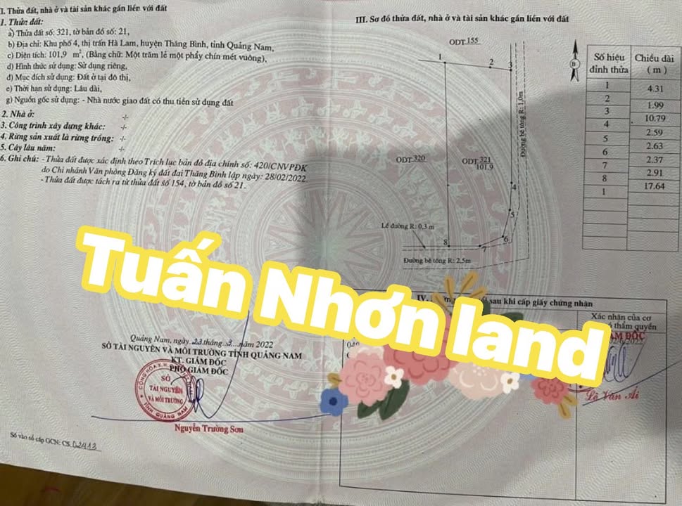 Đất ở Thị Trấn Hà Lam, Thăng Bình 102m² chỉ 500 triệu - Góc 2 mặt tiền thuận lợi!