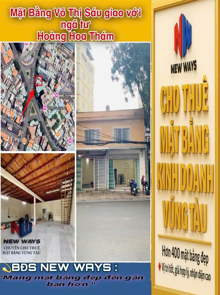 Cho thuê mặt bằng góc ngã 4 Võ Thị Sáu - Thắng Tam, Vũng Tàu 200m² - Không gian kinh doanh lý tưởng!