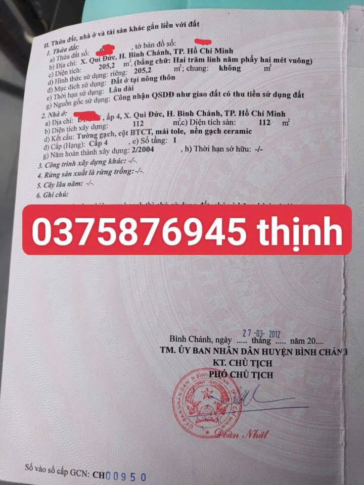 Nhà bán 200m² tại Quy Đức, Bình Chánh - Giá 4.5 tỷ, sổ hồng riêng!