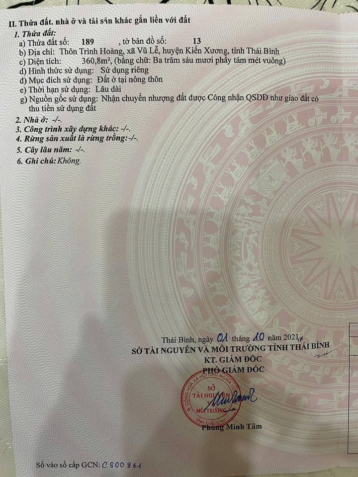 Đất nền Vũ Lễ, Kiến Xương 360m² chỉ 1.62 tỷ - Cần tiền bán gấp!