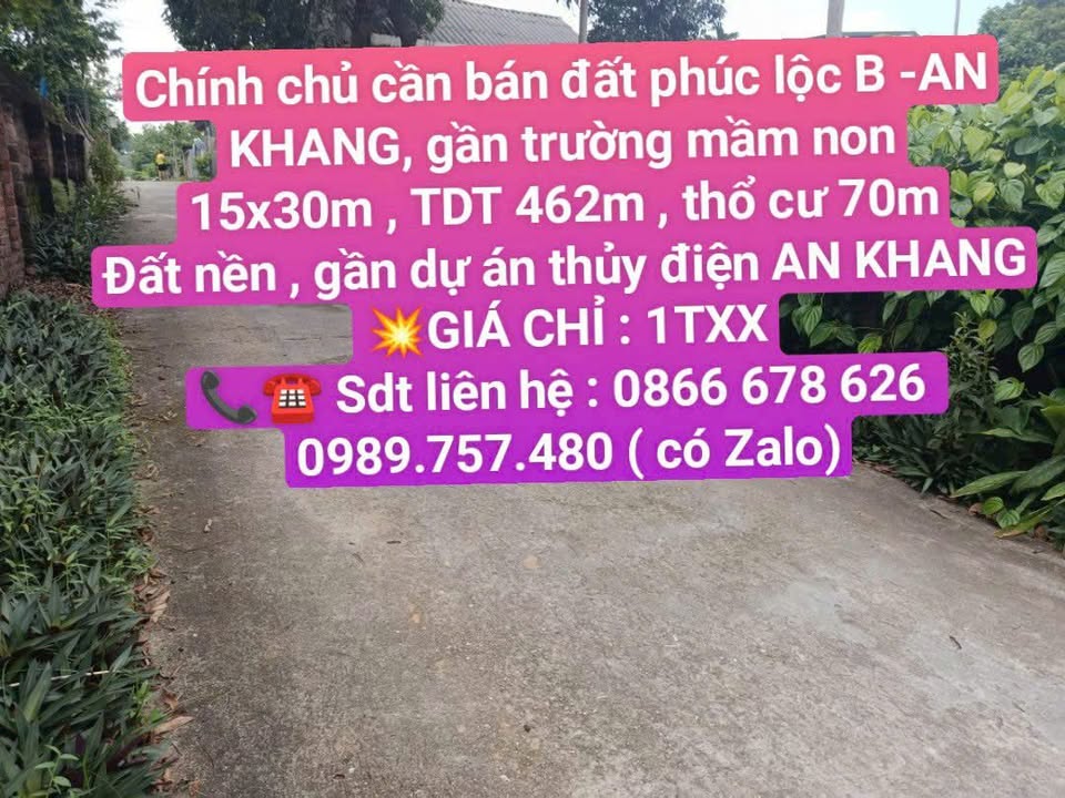 Đất nền An Khang Tuyên Quang 462m² giá chỉ 1 tỷ - Cơ hội đầu tư tuyệt vời!