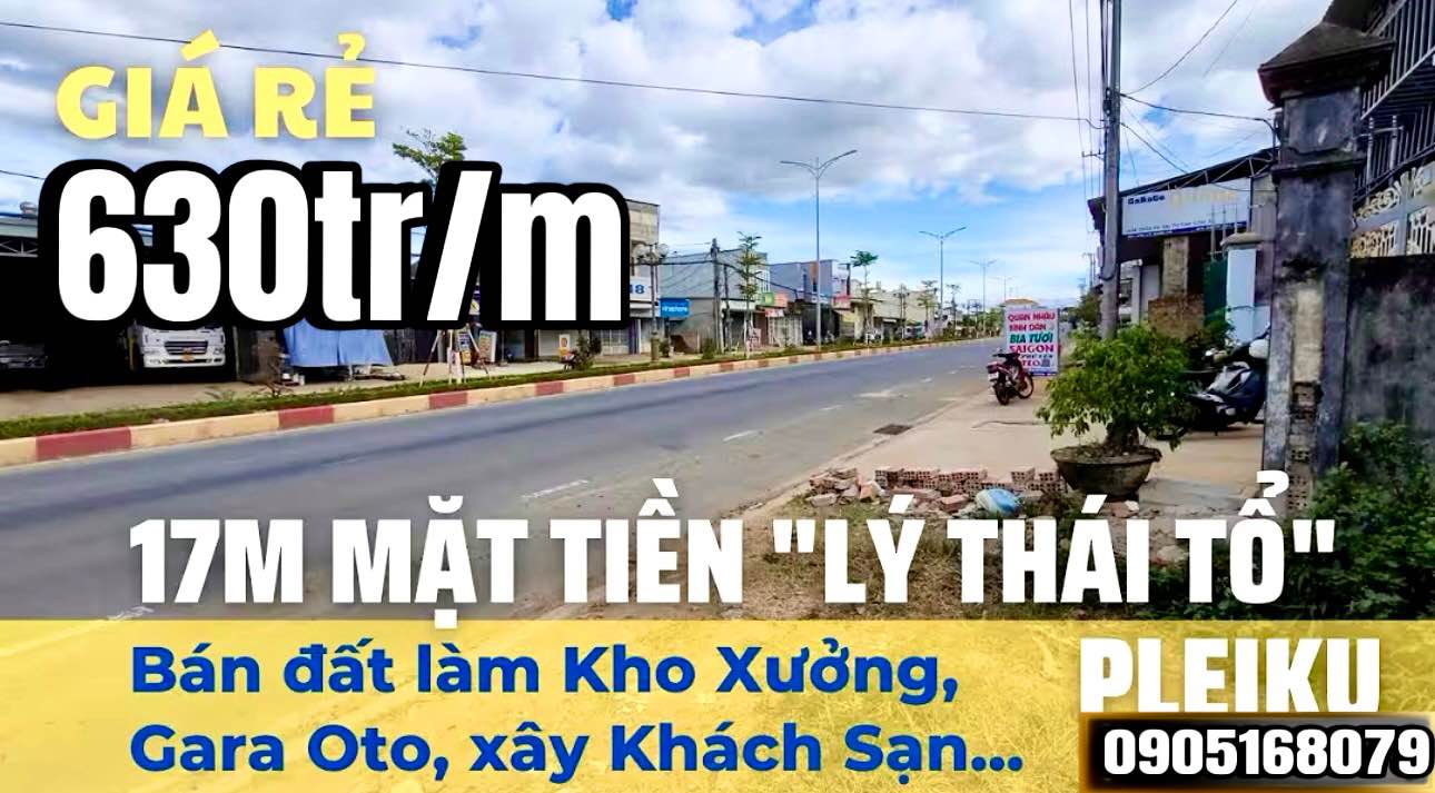 Đất mặt tiền Lý Thái Tổ, Pleiku 714m² giá 630 triệu - Cơ hội đầu tư tuyệt vời!