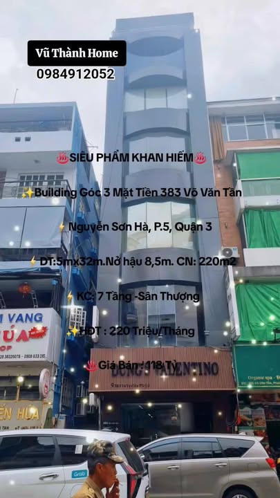 FrontHouse 383 Võ Văn Tần 220m² giá 118 tỷ - Cơ hội đầu tư hiếm có!