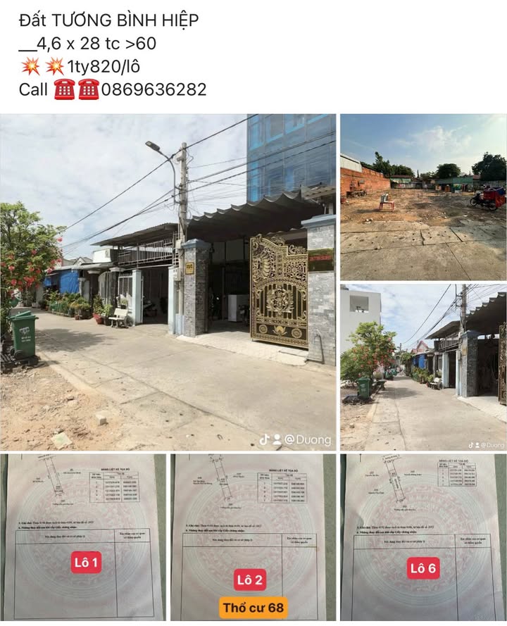 Đất nền Tương Bình Hiệp 128m² giá 1.82 tỷ - Đầu tư sinh lời ngay!