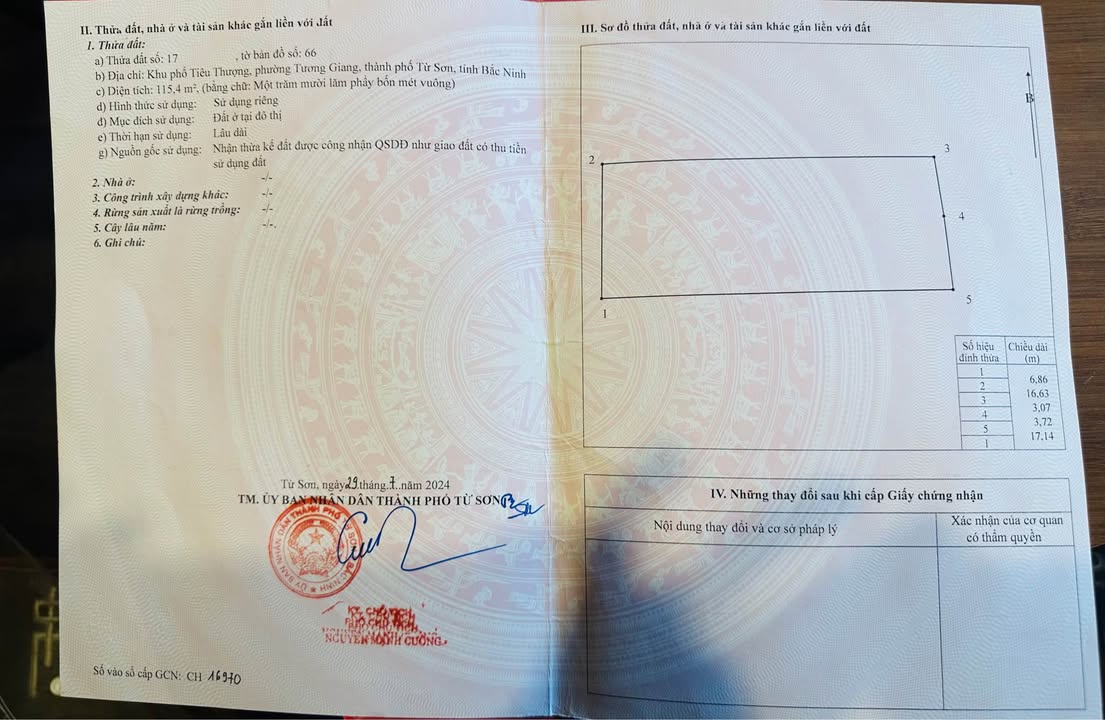 Đất lô góc Tiêu Thượng, Tương Giang, Từ Sơn 115,4m² giá 3 tỷ - Sổ hồng lâu dài chính chủ!