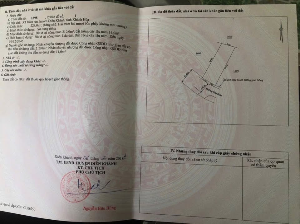 Đất thổ cư Diên An 224m² giá 2.98 tỷ - Đường ô tô rộng rãi, thích hợp xây nhà vườn!