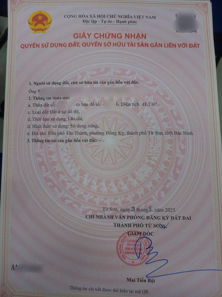 Lô đất Đồng Kỵ 50m² giá 1 tỷ - Sổ hồng chính chủ, đầu tư sinh lời!