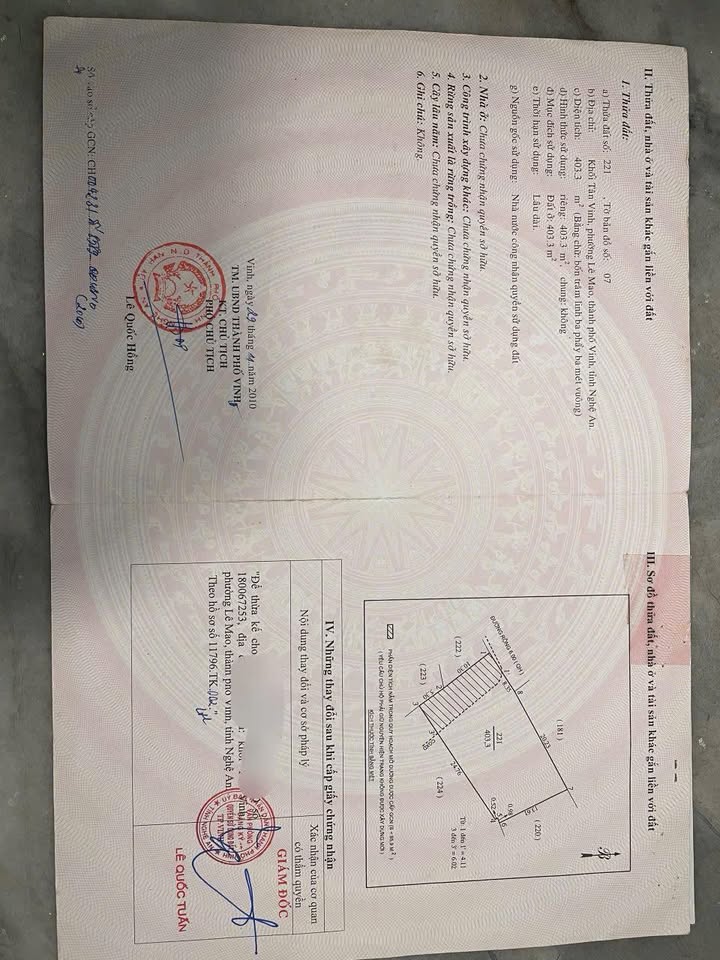 Nhà bán đường Ngô Văn Sở, TP Vinh 403m² - Sổ đỏ chính chủ, đầu tư sinh lời!