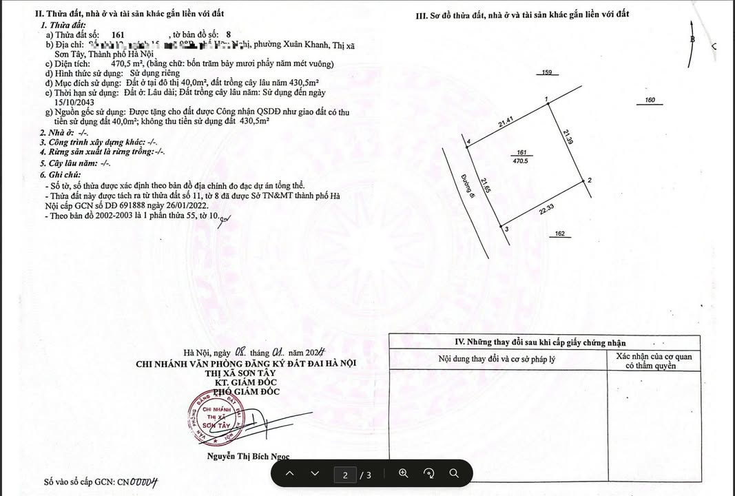 Đất nền Xuân Khanh Sơn Tây 470,5m² giá thỏa thuận - Cơ hội đầu tư hiếm có!