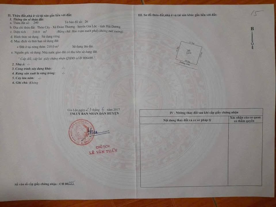 Lô đất 210m² Đoàn Thượng - Đường thông ô tô - Giá thỏa thuận!