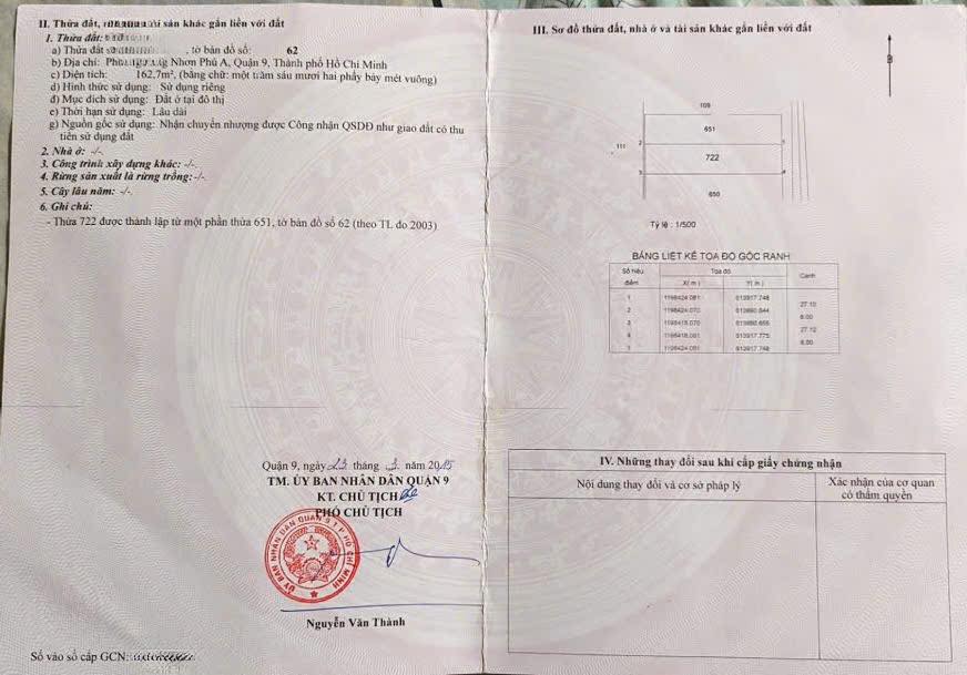 Đất nền Tăng Nhơn Phú B, Quận 9, Diện tích 162m², Giá chỉ 8.135 tỷ - Cơ hội đầu tư tuyệt vời!