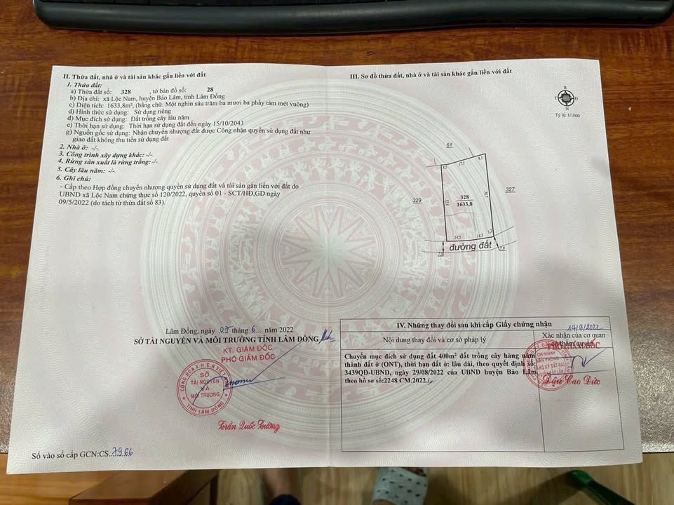 Đất Lộc Nam 1500m² giá 1.8 tỷ - Sổ hồng chính chủ, gần trường học