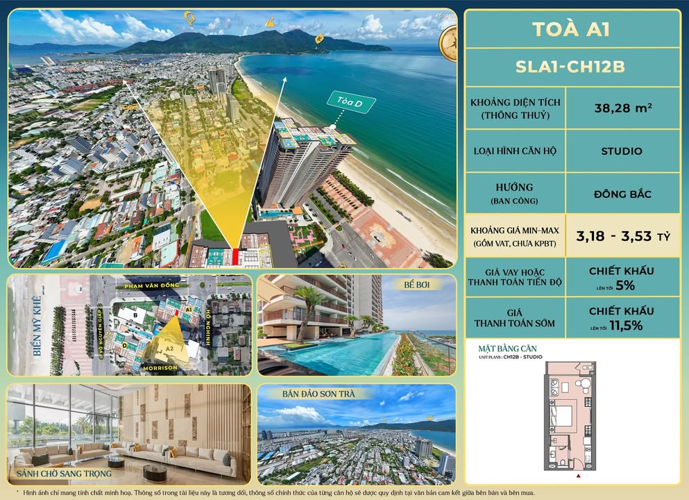 Căn hộ The Soleil Ánh Dương Đà Nẵng 38m² - View biển tuyệt đẹp, nhận nhà ở ngay!