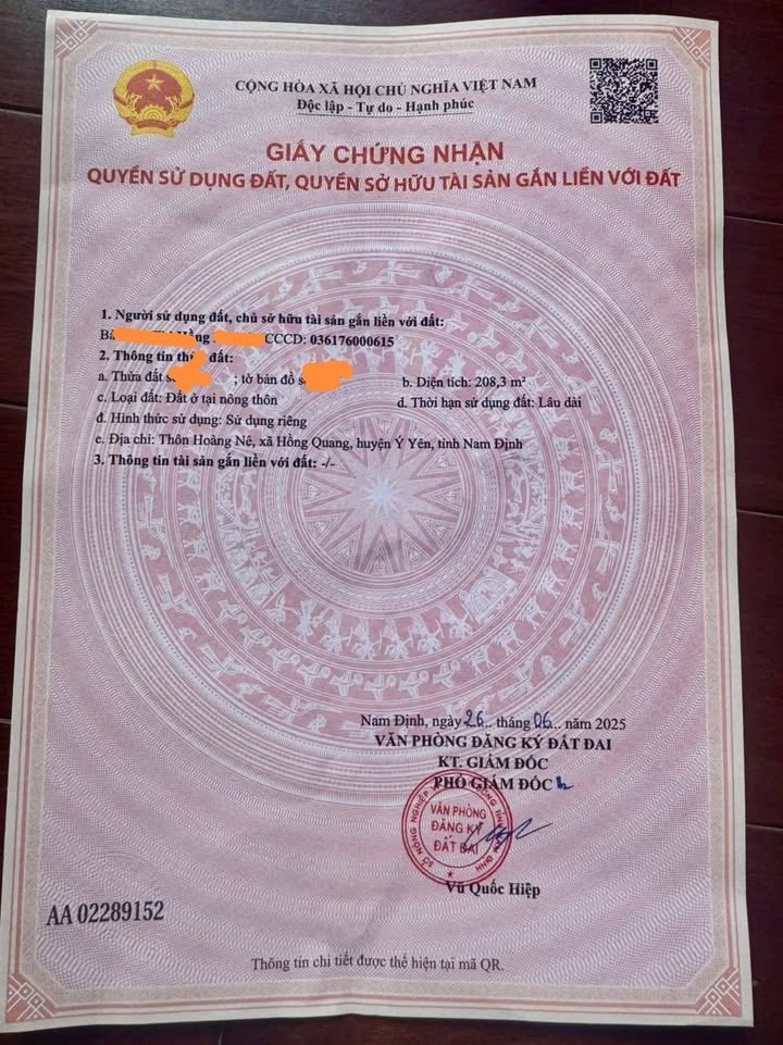 Đất nền Yên Hồng 208m² giá thỏa thuận - Chính chủ cần bán gấp!