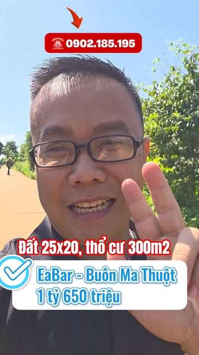 Lô đất thổ cư 300m² tại Ea Bar, Buôn Đôn - Giá chỉ 1.65 tỷ, đầu tư sinh lời!