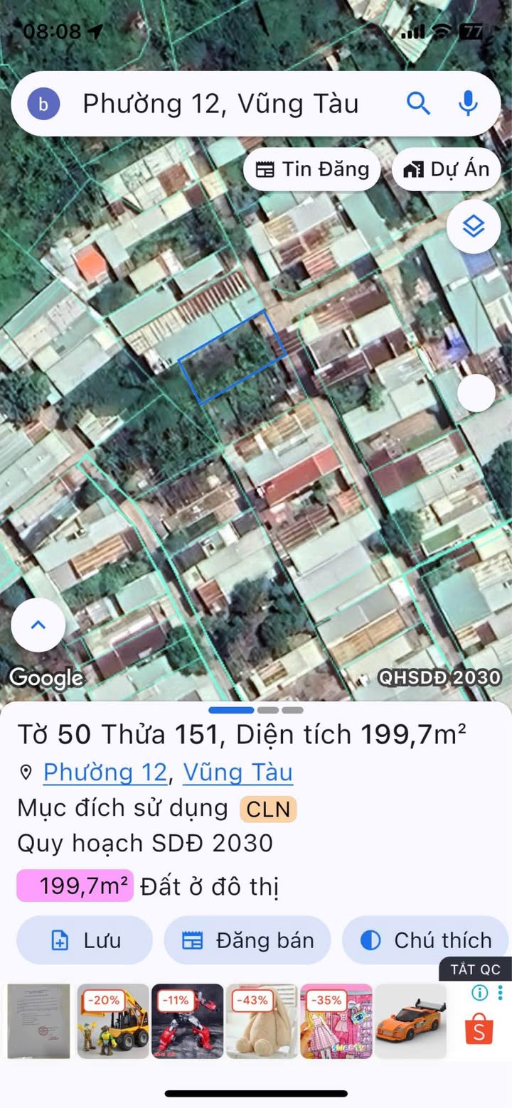 Đất nông nghiệp hẻm 17 Nguyễn Gia Thiều, Vũng Tàu 200m² giá 2 tỷ - Sổ đỏ chính chủ