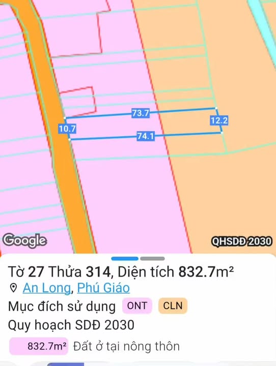 Đất nền 798m² tại ấp Xóm Quạt, An Long, Phú Giáo - Giá chỉ 8.88 tỷ!