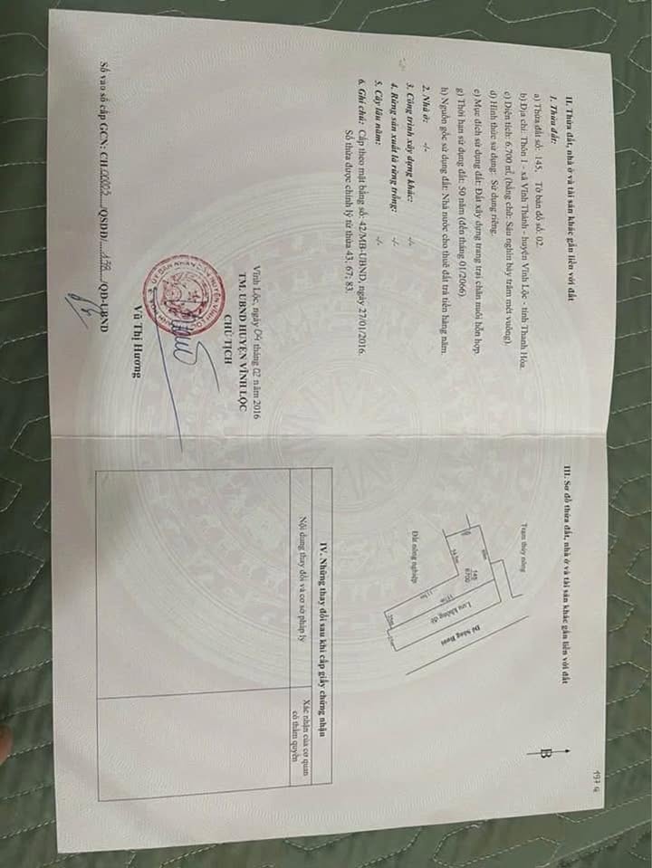 Bán lô đất trang trại 6700m² tại xã Vĩnh Phúc, Thanh Hóa - Sổ đỏ chính chủ