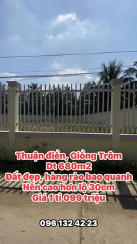 Đất nền Thuận Điền, Giồng Trôm 680m² giá 1.099 tỷ - Đầu tư sinh lời hấp dẫn!