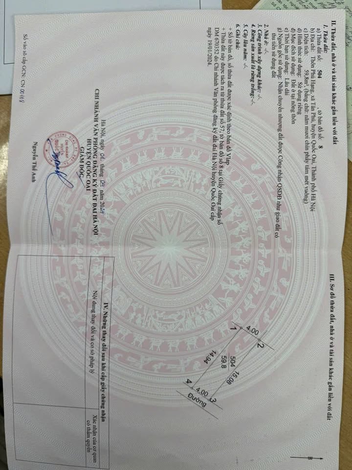 Đất nền Tân Phú - Quốc Oai 59.8m² giá chỉ 6X triệu/m² - Sổ đỏ chính chủ sẵn sàng giao dịch!