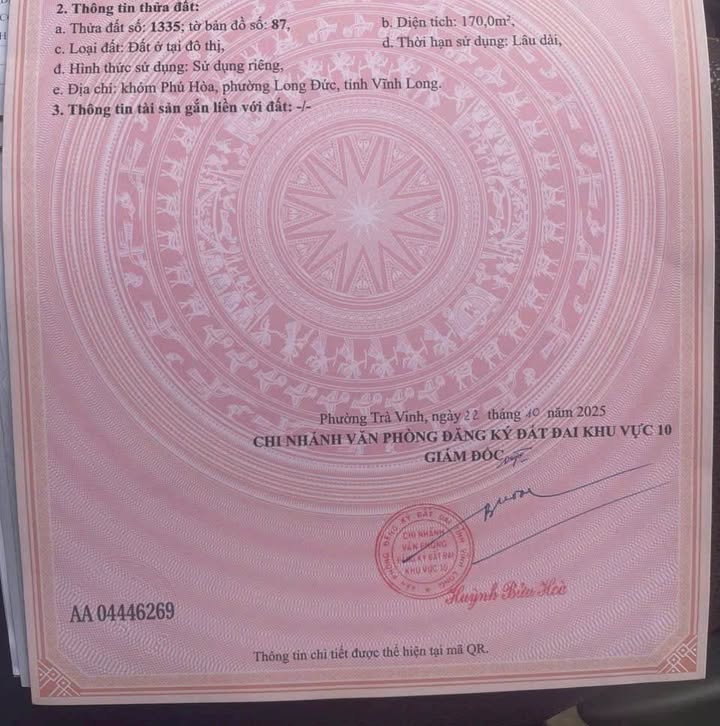 Đất thổ cư 162m² khu phố Chú 9, phường Long Đức - Giá chỉ 450 triệu!