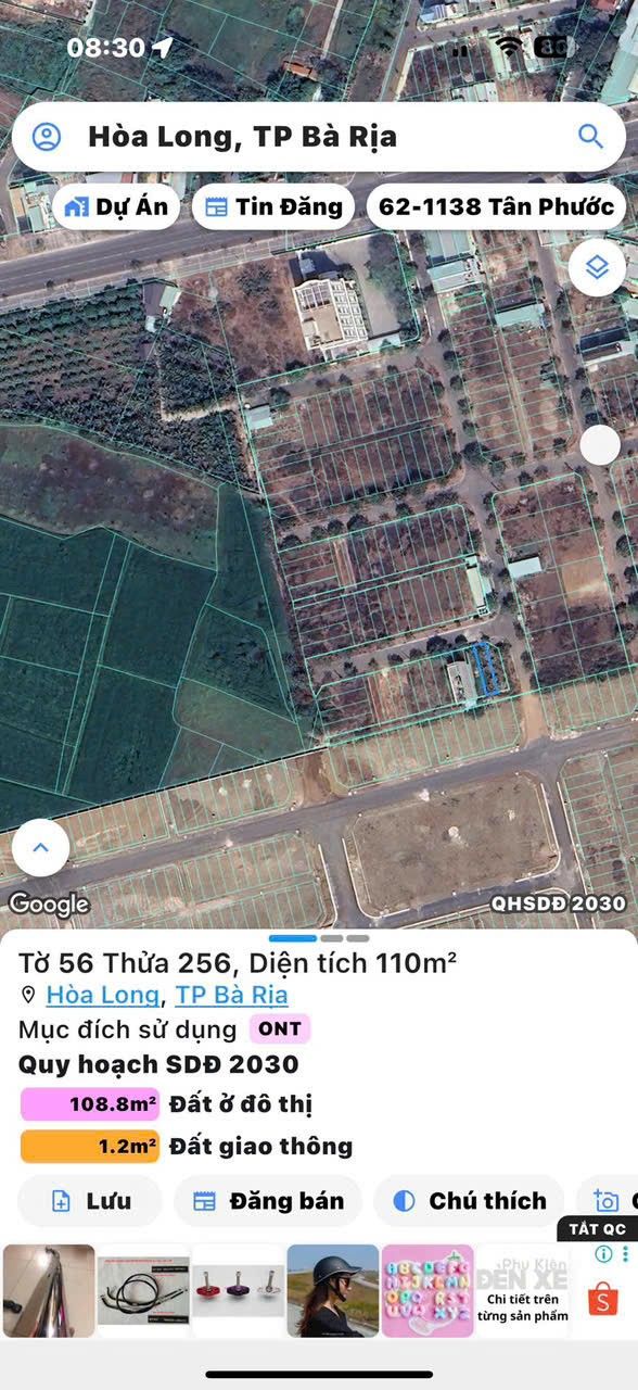 Đất nền Hòa Long Bà Rịa 110m² giá 2.4 tỷ - Cơ hội đầu tư hấp dẫn!