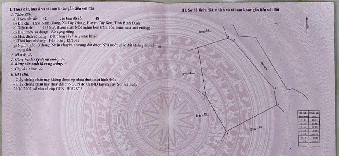 Đất nền xã Tây Giang, huyện Tây Sơn 1446m² - Giá hạt dẻ, cơ hội đầu tư tuyệt vời!