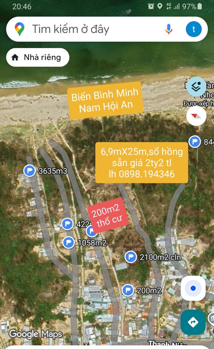 Đất nền 200m² tại đường thông biển Bình Minh-Nam Hội An giá 2.2 tỷ - Sổ hồng sẵn, chính chủ!