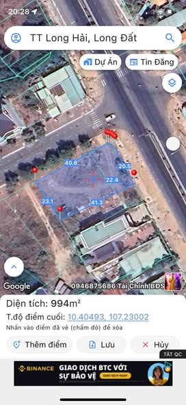 Đất nền góc 2 mặt tiền Nguyễn Tất Thành, Long Hải 1016m² - Đầu tư sinh lời!