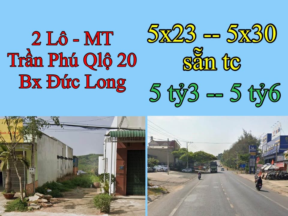 Đất mặt tiền Trần Phú - Bảo Lộc 115m² giá 5.3 tỷ - Cơ hội đầu tư tuyệt vời!