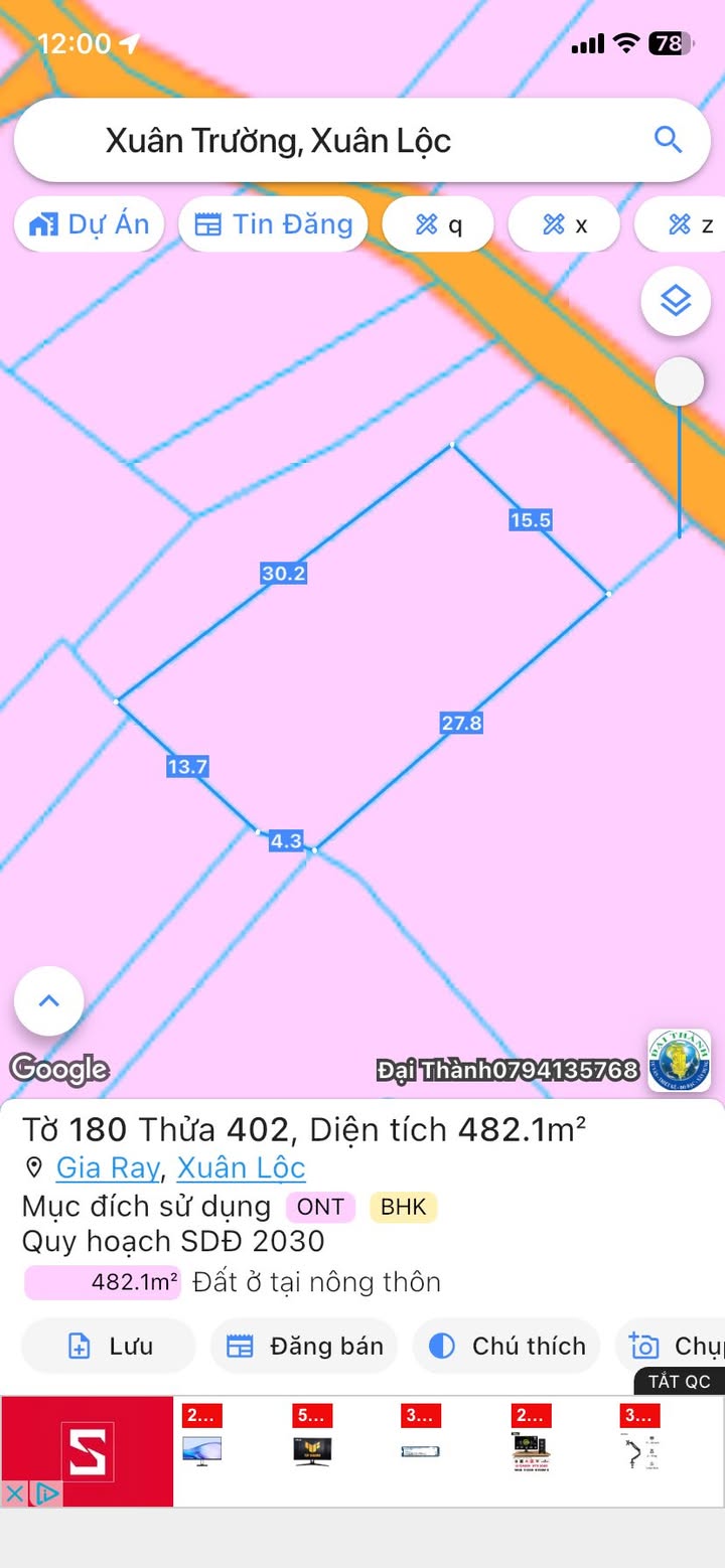 Đất thổ cư Xuân Trường 525m² giá 1.4 tỷ - Đầu tư sinh lời ngay!