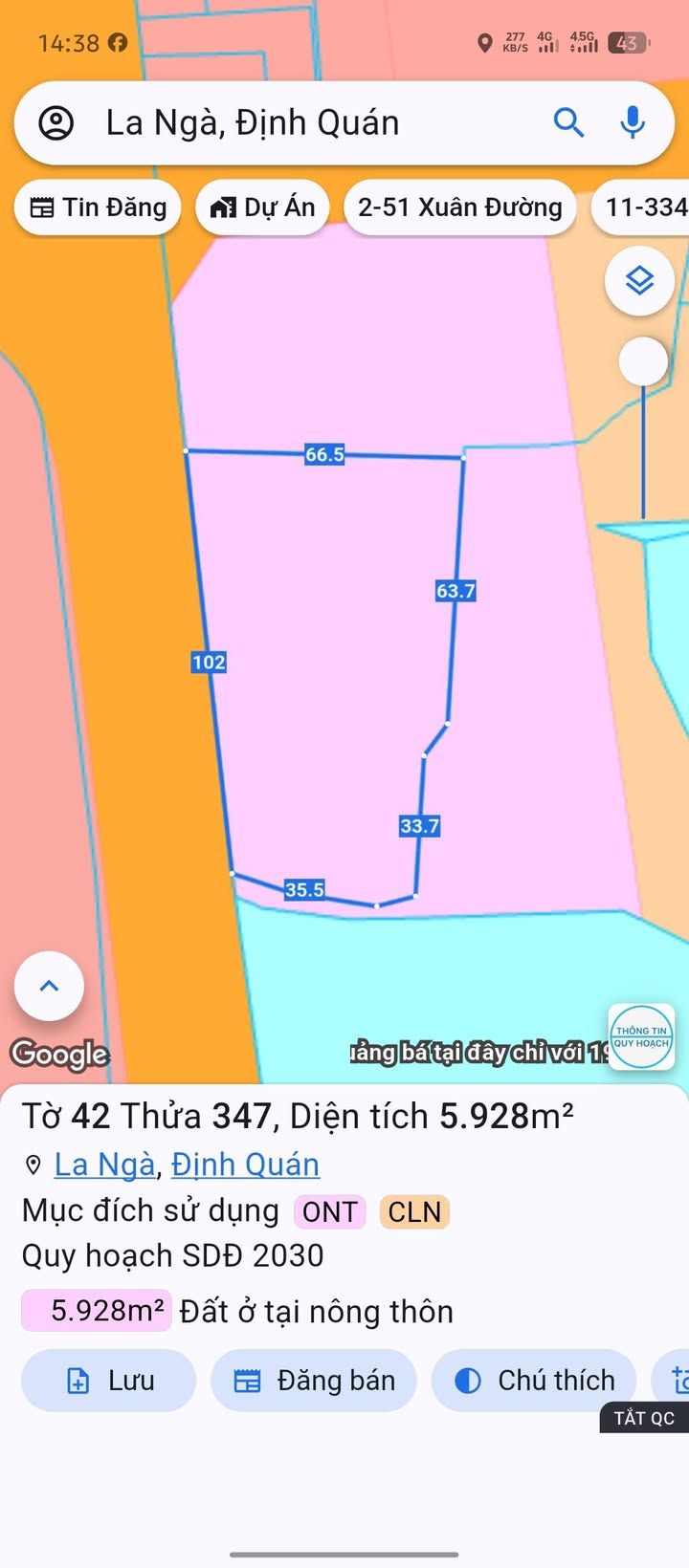 Đất La Ngà 60.000m² giá 27 tỷ - Đối diện khu công nghiệp, mặt tiền rộng