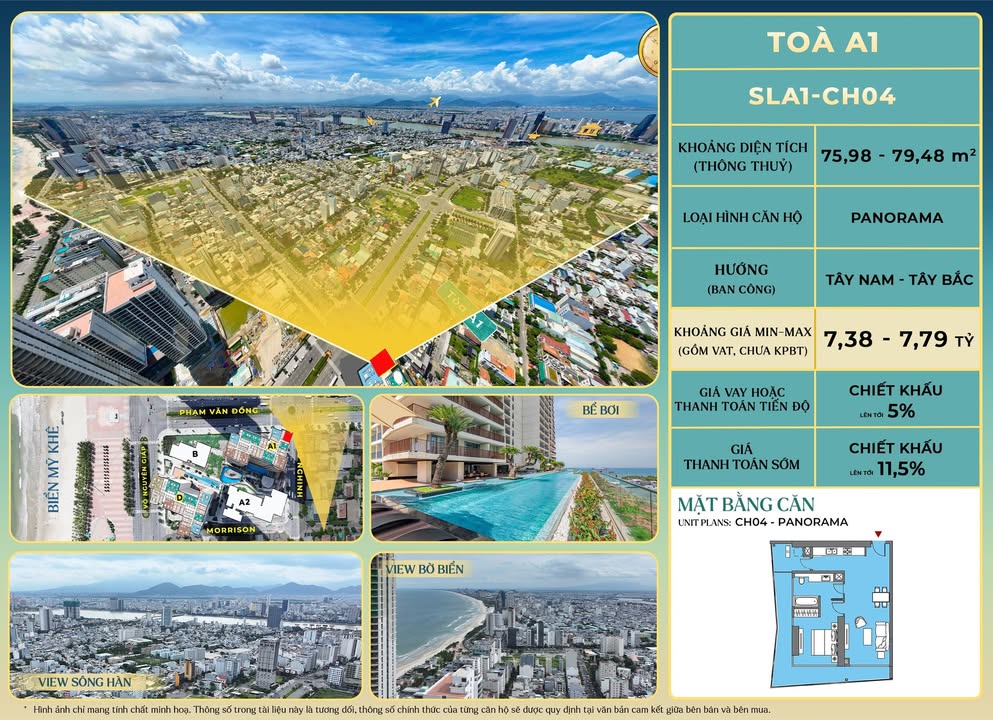 Căn hộ The Soleil Đà Nẵng 76m² giá thỏa thuận - View biển tuyệt đẹp!