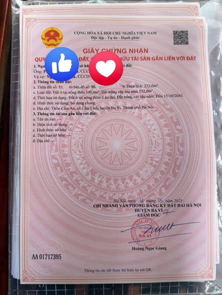 Đất nền Yên Bài Ba Vì 232m² giá 2 tỷ - Cơ hội đầu tư hấp dẫn!