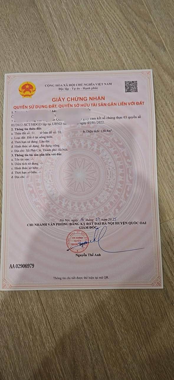 Đất nền Phú Cát, Quốc Oai, 130m² chỉ 5.2 tỷ - Cơ hội đầu tư hấp dẫn!