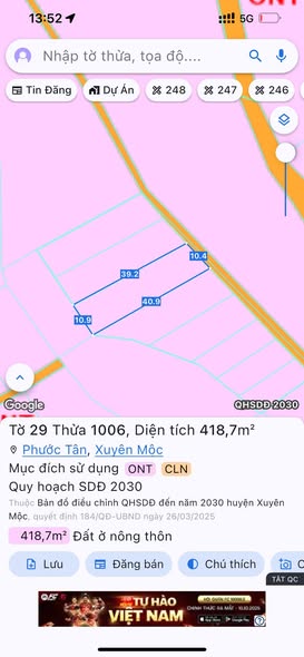 Đất nền ấp Tân Trung, xã Phước Tân, Xuyên Mộc 400m² giá 1.5 tỷ - Đầu tư sinh lời hấp dẫn!