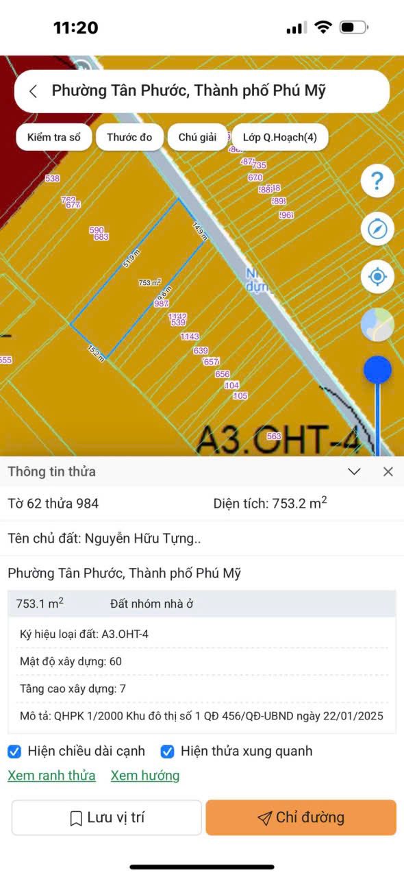 Đất nền Tân Phước, Phú Mỹ 745m² giá 5.05 tỷ - Cơ hội đầu tư hấp dẫn!